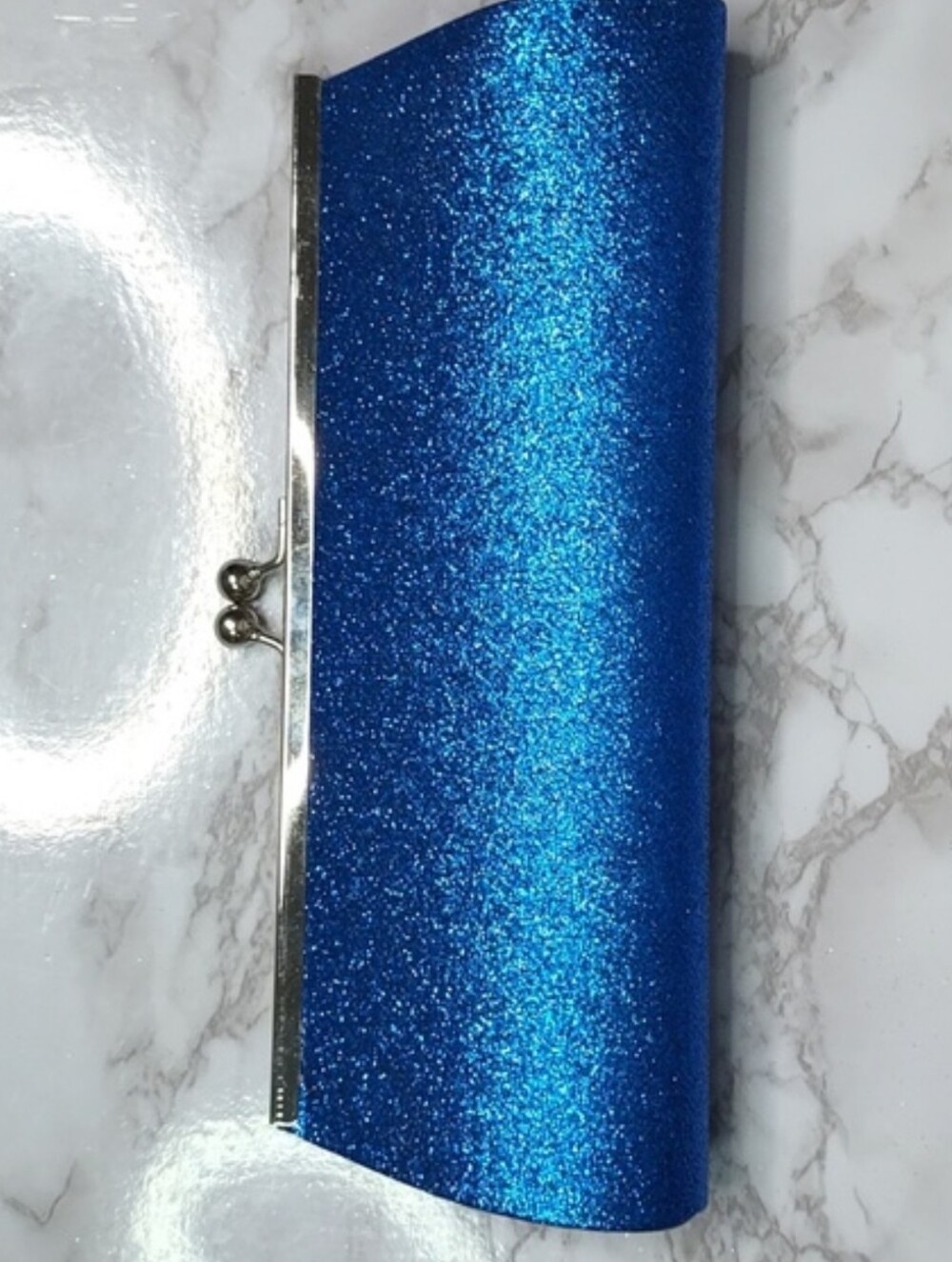 Royal Blue Glitter Evening Clutch Bag Chain Strap Wedding Prom Formal